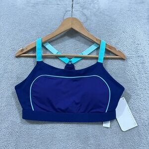 Fabletics Sports Bra Womens Medium Adele High Support Shine Blue Workout Running